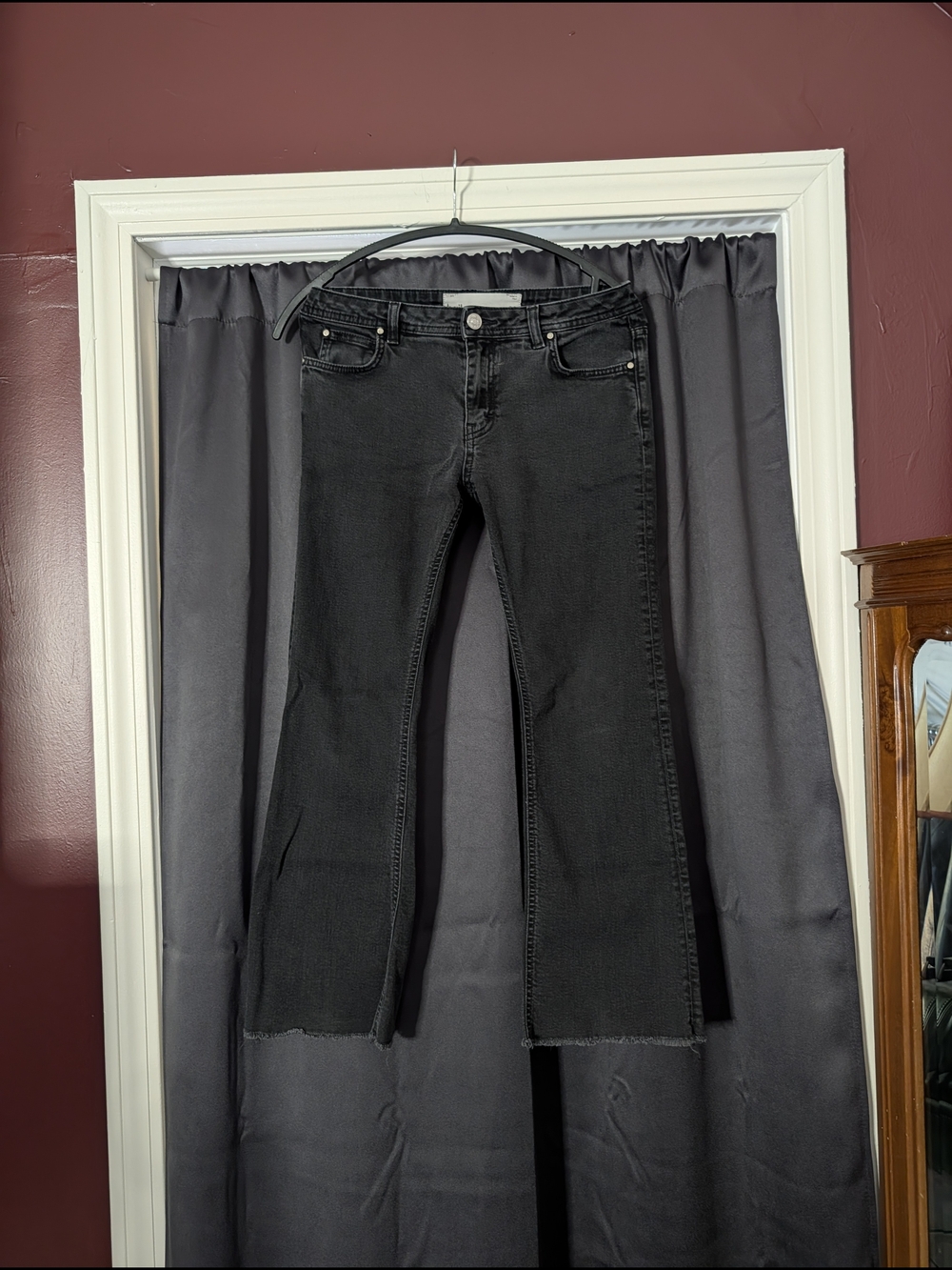 HAIKURE Flared Bootcut Black Made In Italy Raw Hem Denim Jeans 28